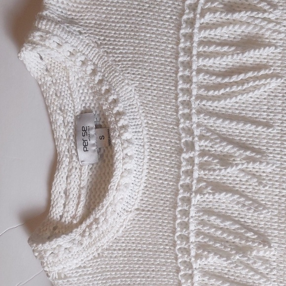 Per Se by Carlisle Fringed Short Sleeve Sweater - Picture 7 of 11
